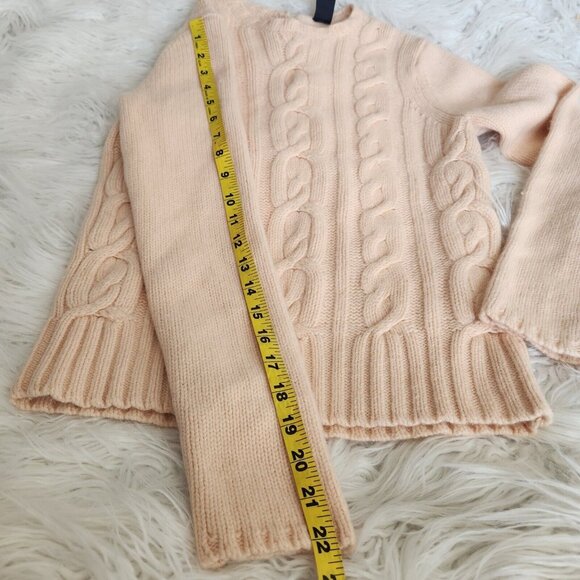Vtg Y2K GAP Sweater Womens S Cable Knit Wool Angora Cashmere Blend Cropped Peach - Picture 8 of 14